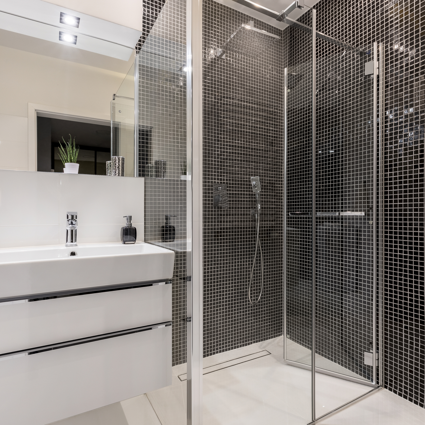 Une douche dans une salle de bain