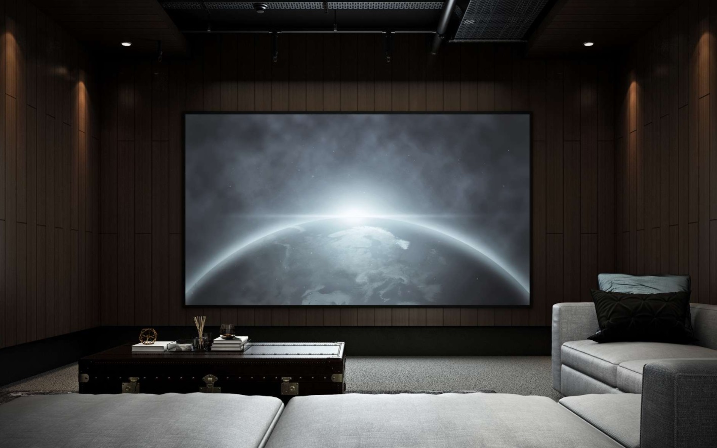 home cinéma salle obscure sous sol maison