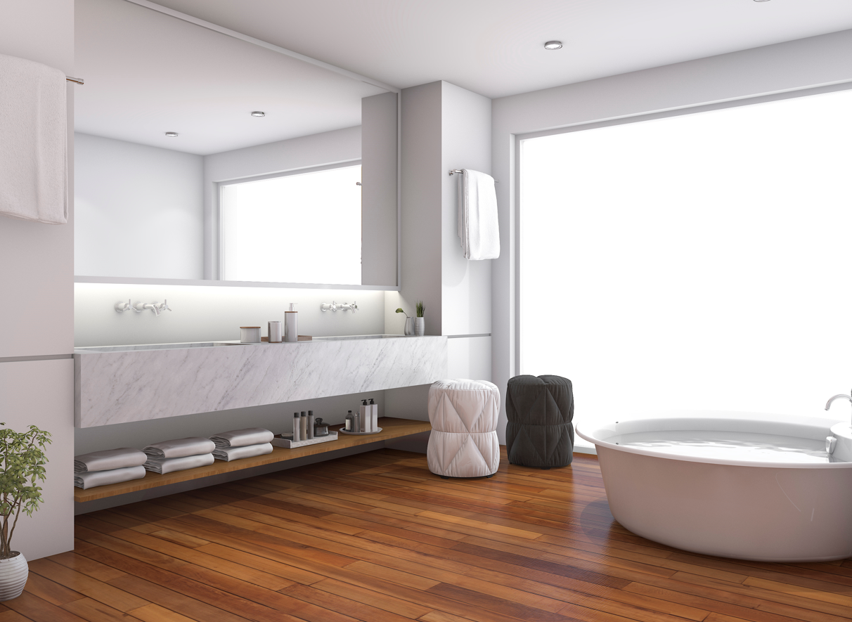 salle de bains en bois détente spa