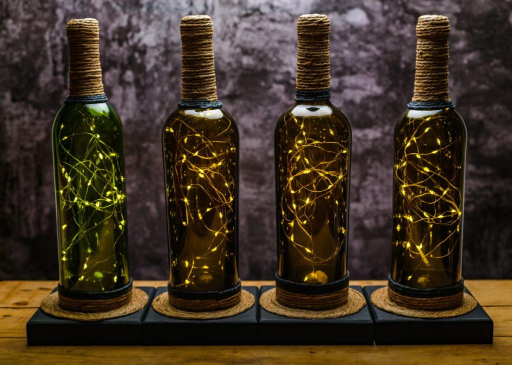 Bouteilles en verre recyclées lampe diy