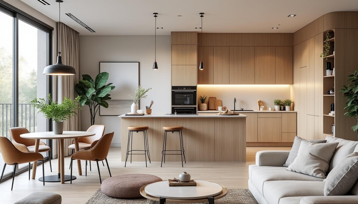 découvrez des idées d'aménagement optimisé pour une cuisine, un salon et une salle à manger de 40m2, alliant fonctionnalité et style pour un espace de vie convivial.