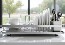 Égouttoir à vaisselle A Tempo Alessi acier inox design 36,5 cm égouttoir à vaisselle a tempo alessi en acier inoxydable, design moderne et compact de 36,5 cm, idéal pour un séchage efficace et une cuisine élégante.