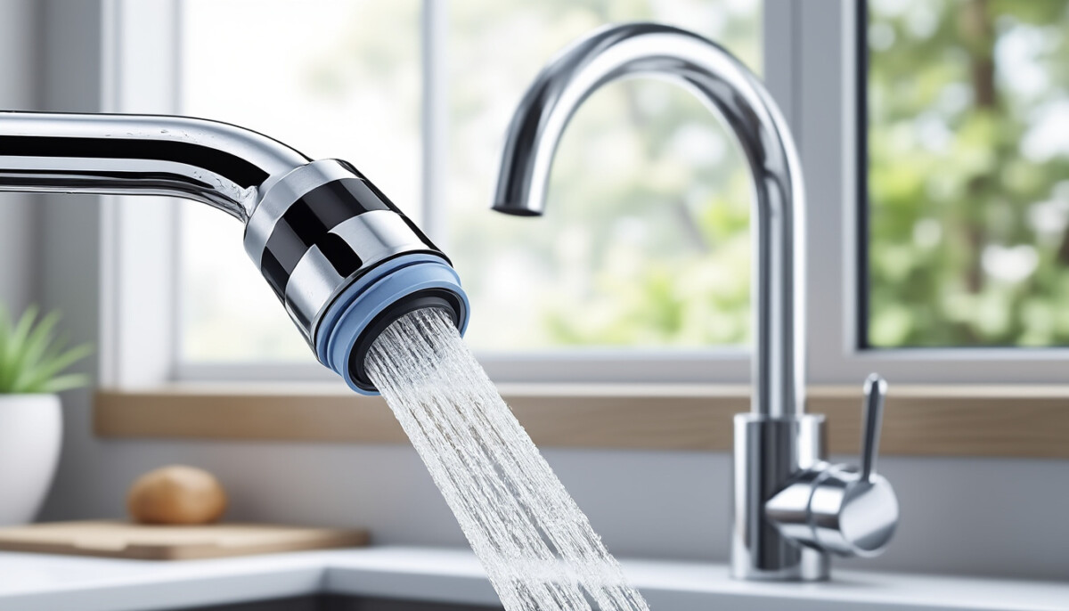 embout de robinet de cuisine universel, rotatif et économique, idéal pour économiser l'eau tout en facilitant votre usage quotidien.